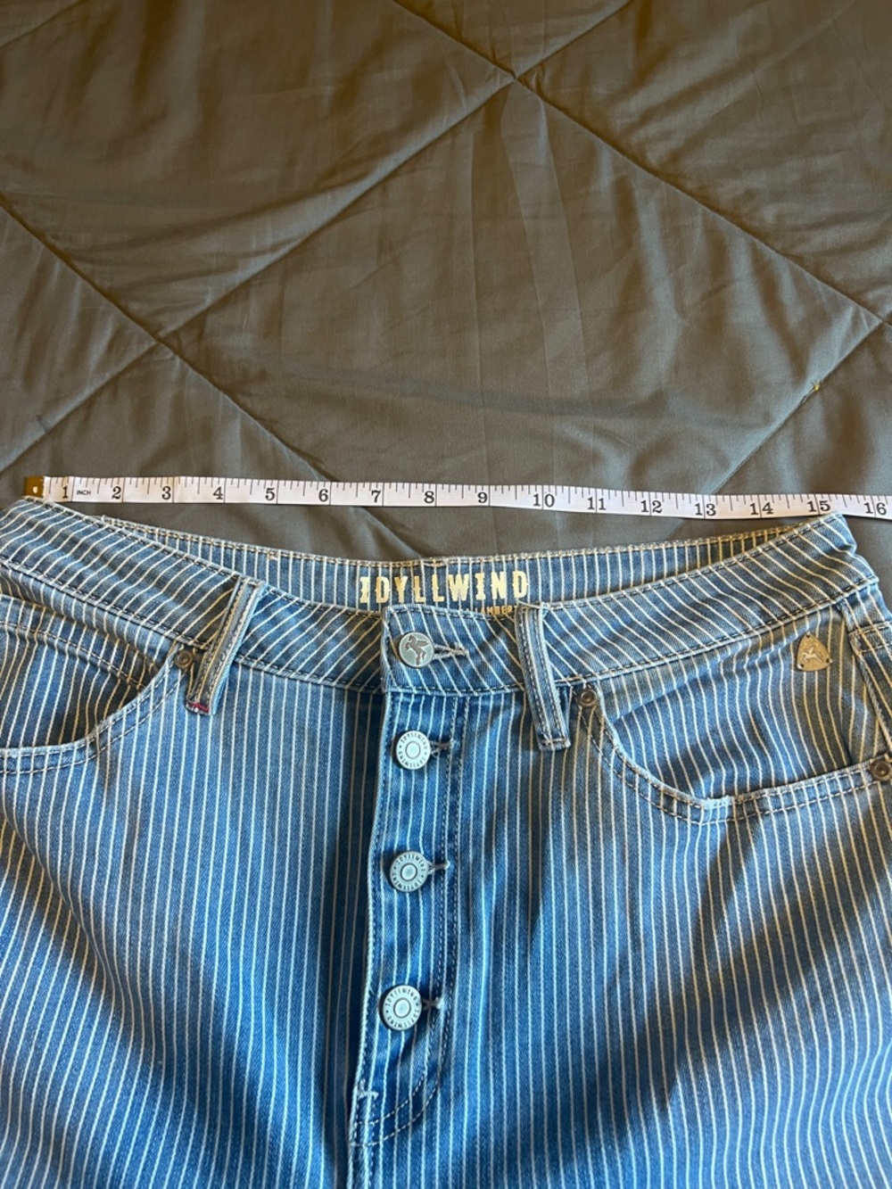 Idyllwind Light Blue Pinstripe Flare Jeans - Picture 6 of 8
